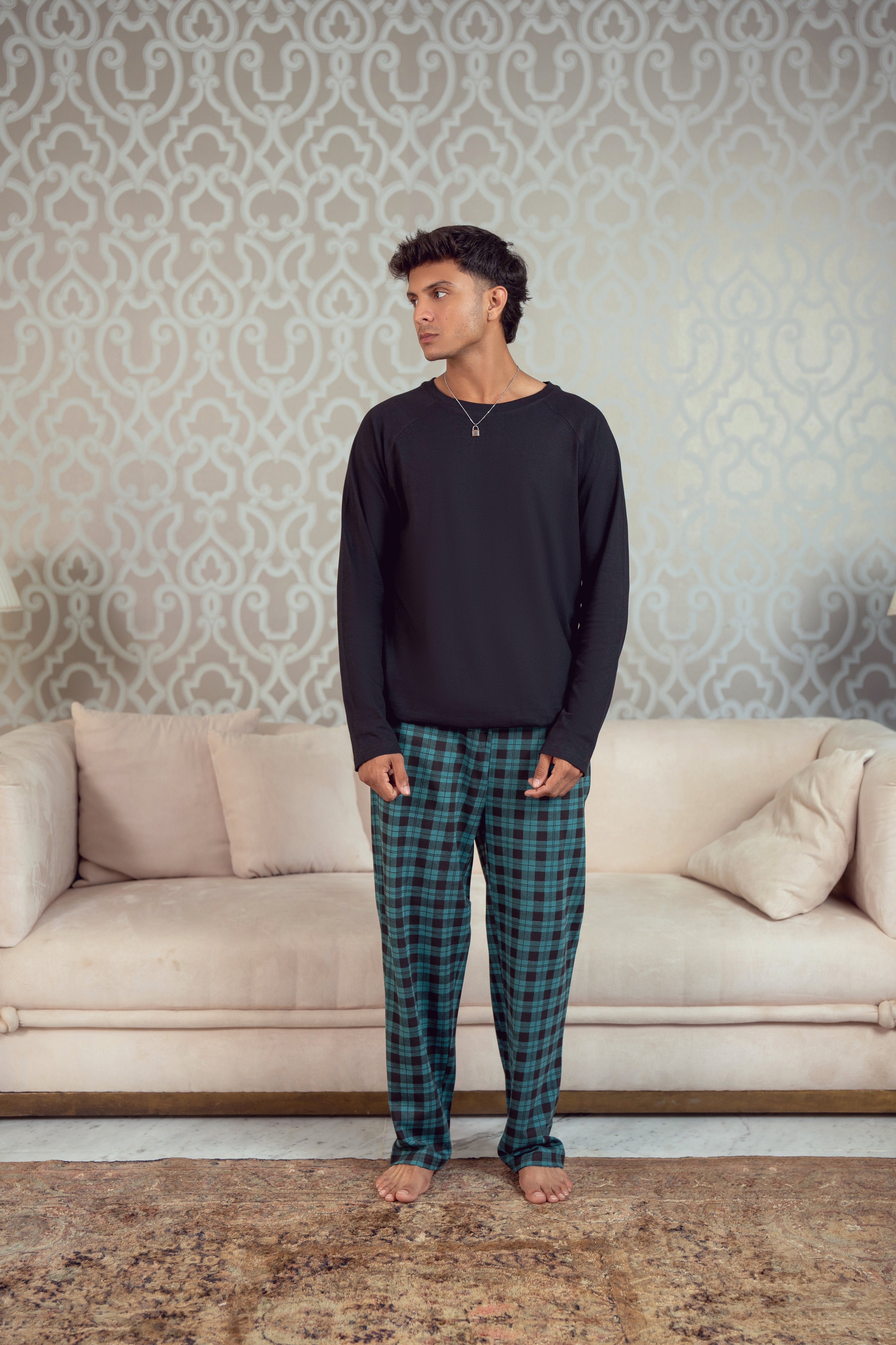 Men's Checked Nightwear – Green